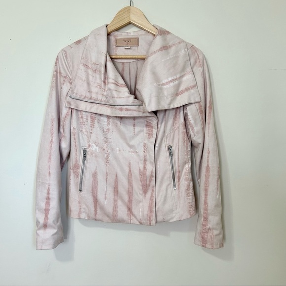 BLANKNYC Tie-Dye Zip-Up Faux Suede Jacket in Hippie Dippie Pink Sz S - Picture 3 of 6